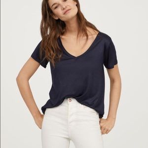 H&M Basic Navy V-Neck Tee